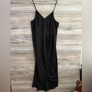 Showpo. Midi Black V Neck Drape Dress
